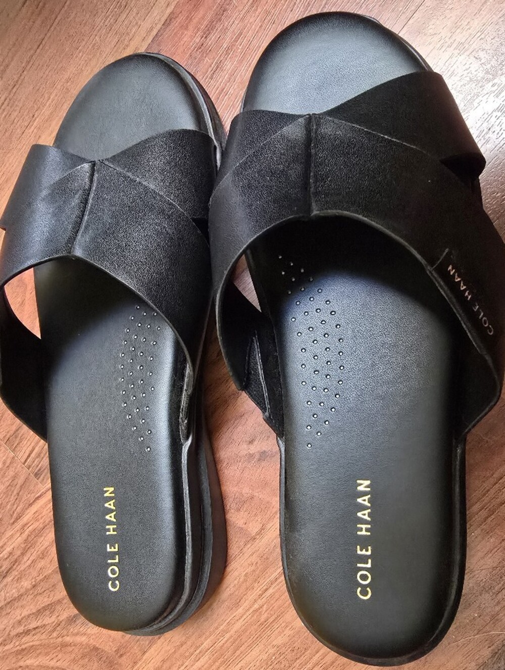 NEW Cole Haan Women's Grandpro 360 Rally Criss Cross Slide Sandals Size 7 Black
